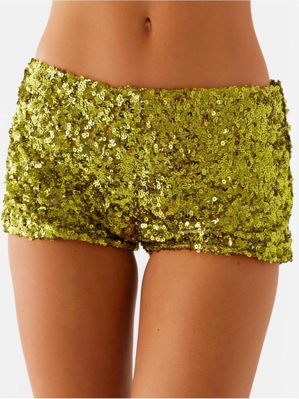 Green Sequin Mini Shorts